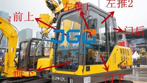 FR150E 330E 370E 480E Excavadora delantera y trasera parabrisas superiores e inferiores