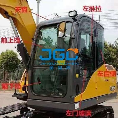 XE75DA 85C 80 Engranaje inferior delantero Vidrio Excavadora Amortiguador delantero Vidrio Lado trasero Vidrio curvado