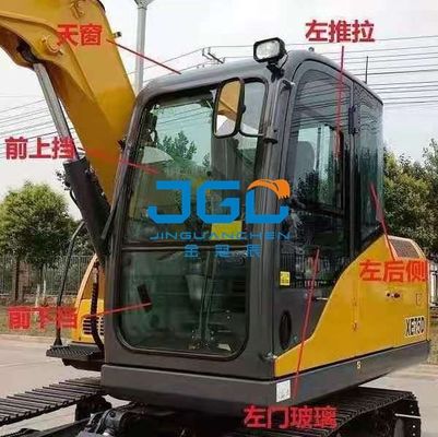 XE75DA 85C 80 Engranaje inferior delantero Vidrio Excavadora Amortiguador delantero Vidrio Lado trasero Vidrio curvado