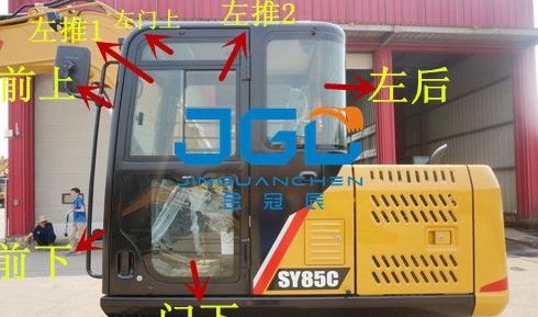 SY85C 70 95C Excavadora delantera, ventana trasera y parabrisas superior e inferior