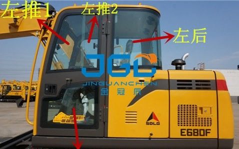 E680F 675F Excavadora delantera y trasera parabrisas izquierda y derecha vidrio de la ventana
