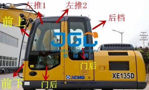 XE135D Excavadora delantera y trasera De la izquierda y derecha Puertas delanteras Ventanas superiores e inferiores
