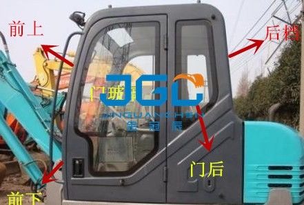 SK60C Excavadora parada delantera parada trasera puerta de vidrio claraboya ventana superior e inferior