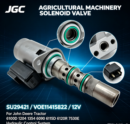 Válvula Solenoide 12V SU29421 VOE11415822 para Tractor 6100D 1204 1354 6090 6115D 6120R 7530E Pieza de Maquinaria Agrícola