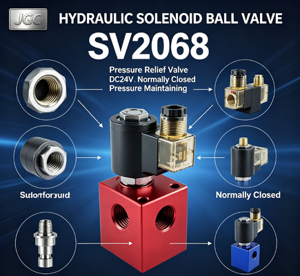 SV2068 Válvula de bola solenoide hidráulica Válvula de alivio de presión Cartucho roscado Válvula de mantenimiento de presión CC24V Normalmente cerrada