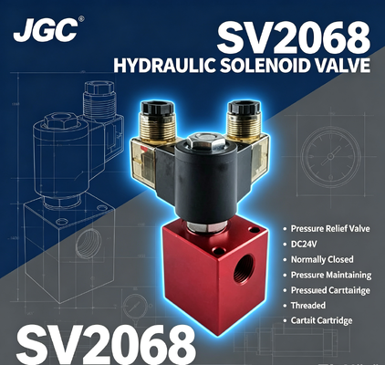 SV2068 Válvula de bola solenoide hidráulica Válvula de alivio de presión Cartucho roscado Válvula de mantenimiento de presión CC24V Normalmente cerrada