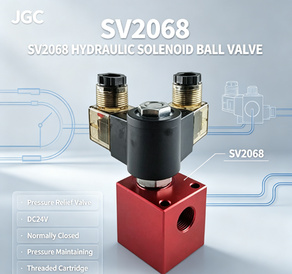 SV2068 Válvula de bola solenoide hidráulica Válvula de alivio de presión Cartucho roscado Válvula de mantenimiento de presión CC24V Normalmente cerrada