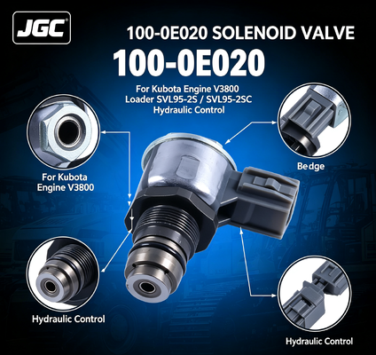 100-0E020 Partes de excavadora Válvula de solenoide para el motor Kubota V3800 cargador SVL95-2S SVL95-2SC