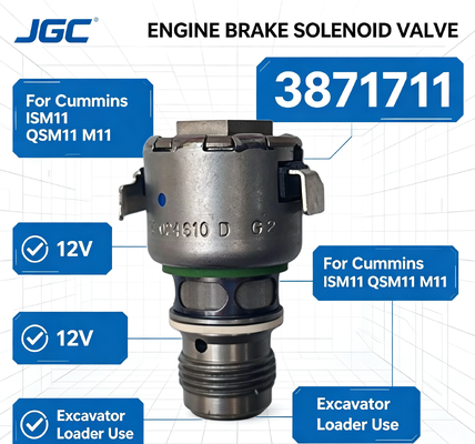 3871711 Válvula Solenoide para Freno de Motor Diésel ISM11 QSM11 M11 de 12V para Uso en Excavadoras y Cargadoras
