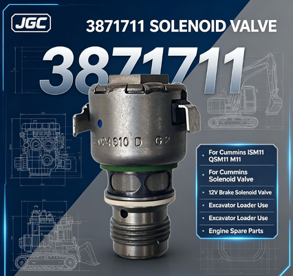 3871711 Válvula Solenoide para Freno de Motor Diésel ISM11 QSM11 M11 de 12V para Uso en Excavadoras y Cargadoras
