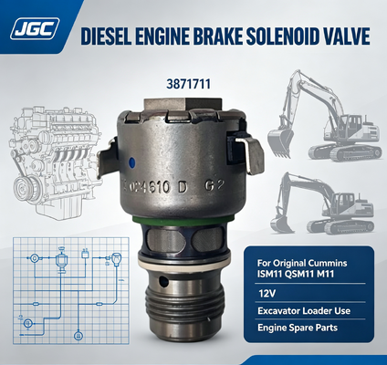 3871711 Válvula Solenoide para Freno de Motor Diésel ISM11 QSM11 M11 de 12V para Uso en Excavadoras y Cargadoras